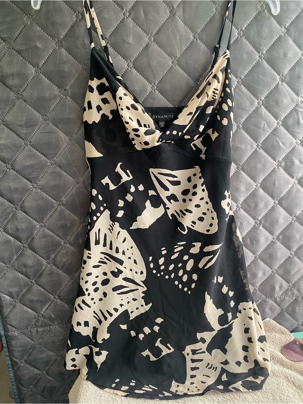 Dynamite Front Twist Mini Slip Dress - Butterfly Wings Print - XXS